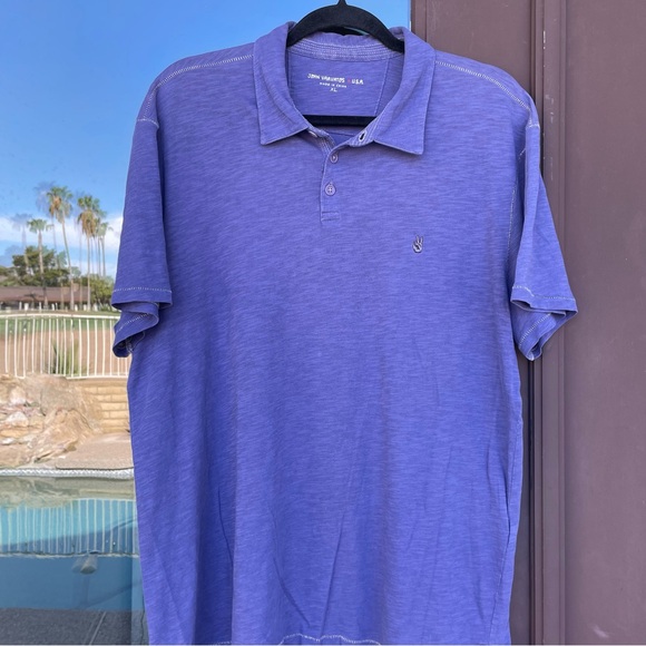 John Varvatos ⭐️ USA Purple Cotton Peace Polo XL - Picture 3 of 11